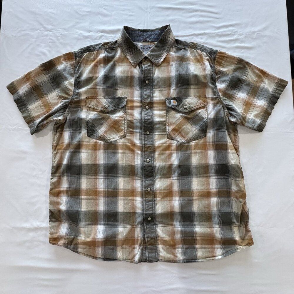 Carhartt Men's Rugged Flex Bozeman Snap Button Short Sleeve Shirt XL